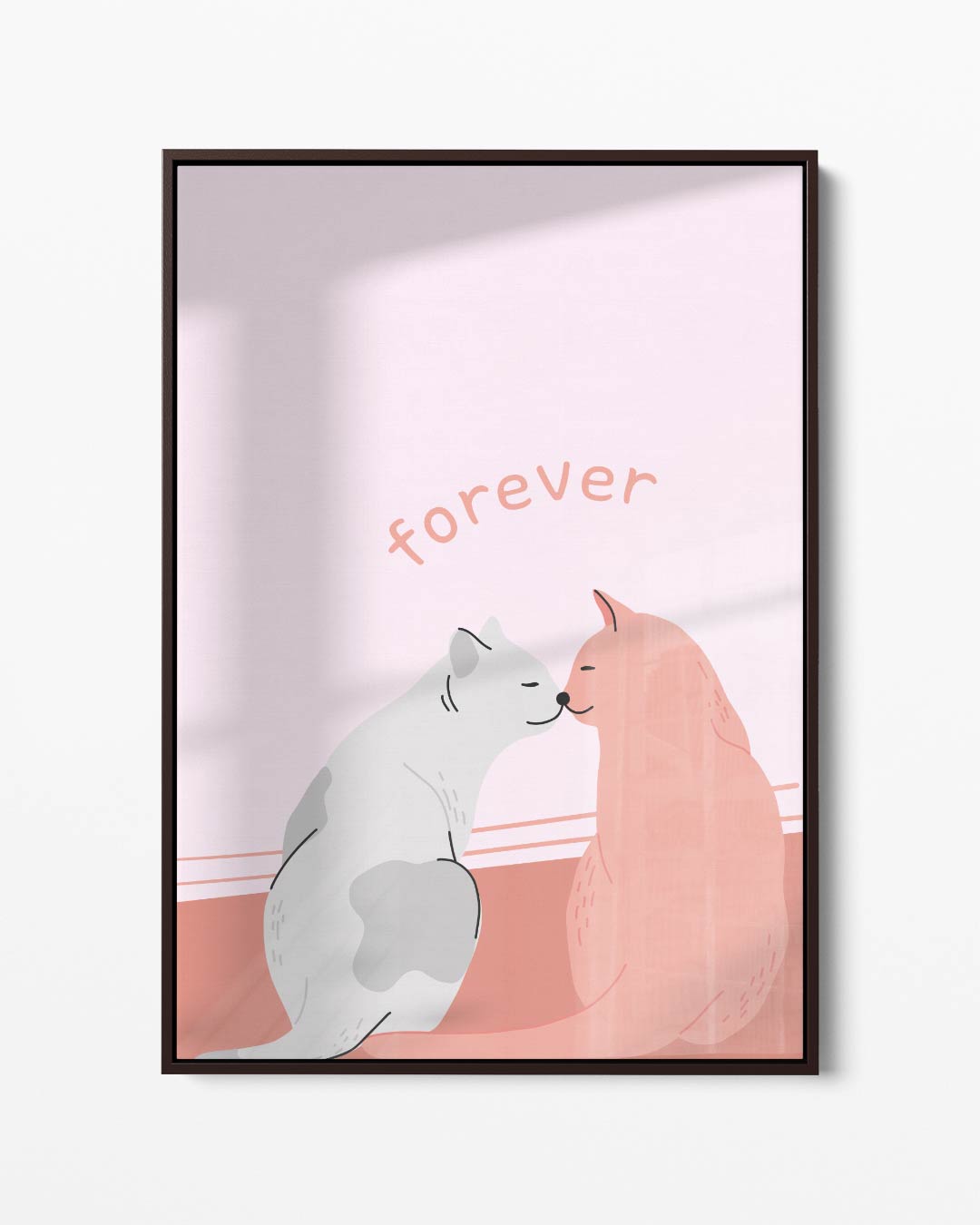 Liefdevolle Katten Illustratie – portret kunstwerk als wanddecoratie