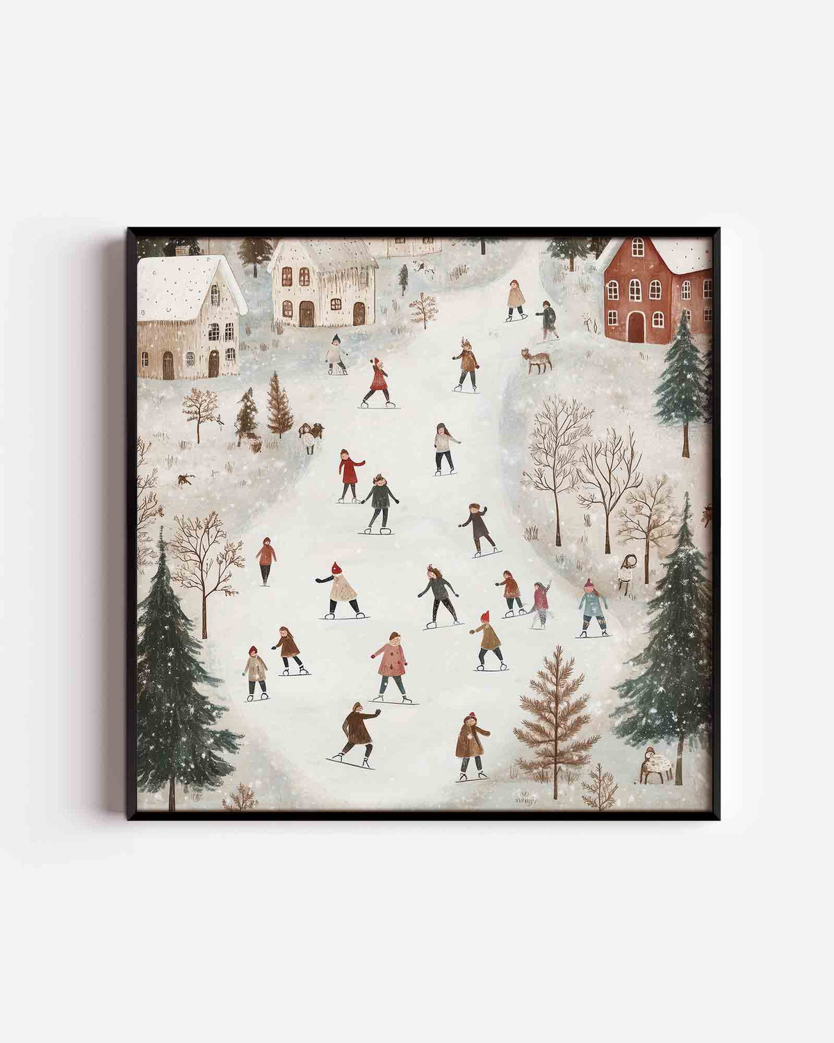 Winterse schaatsscene – vierkante kinderposter als wanddecoratie
