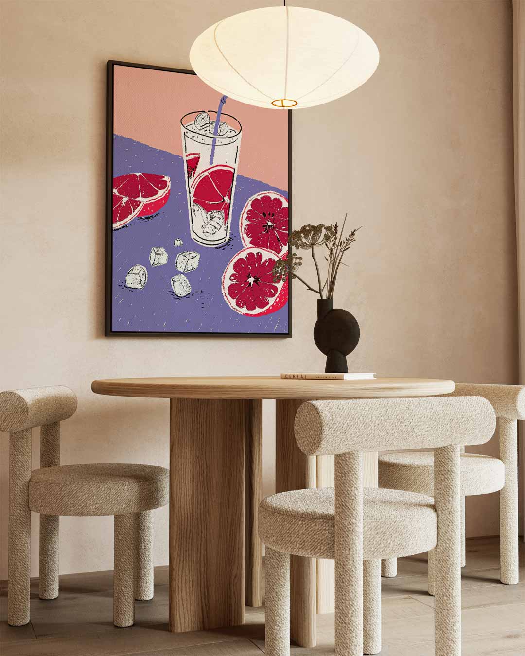 Zomers Grapefruit Avontuur – canvas wanddecoratie in portret formaat