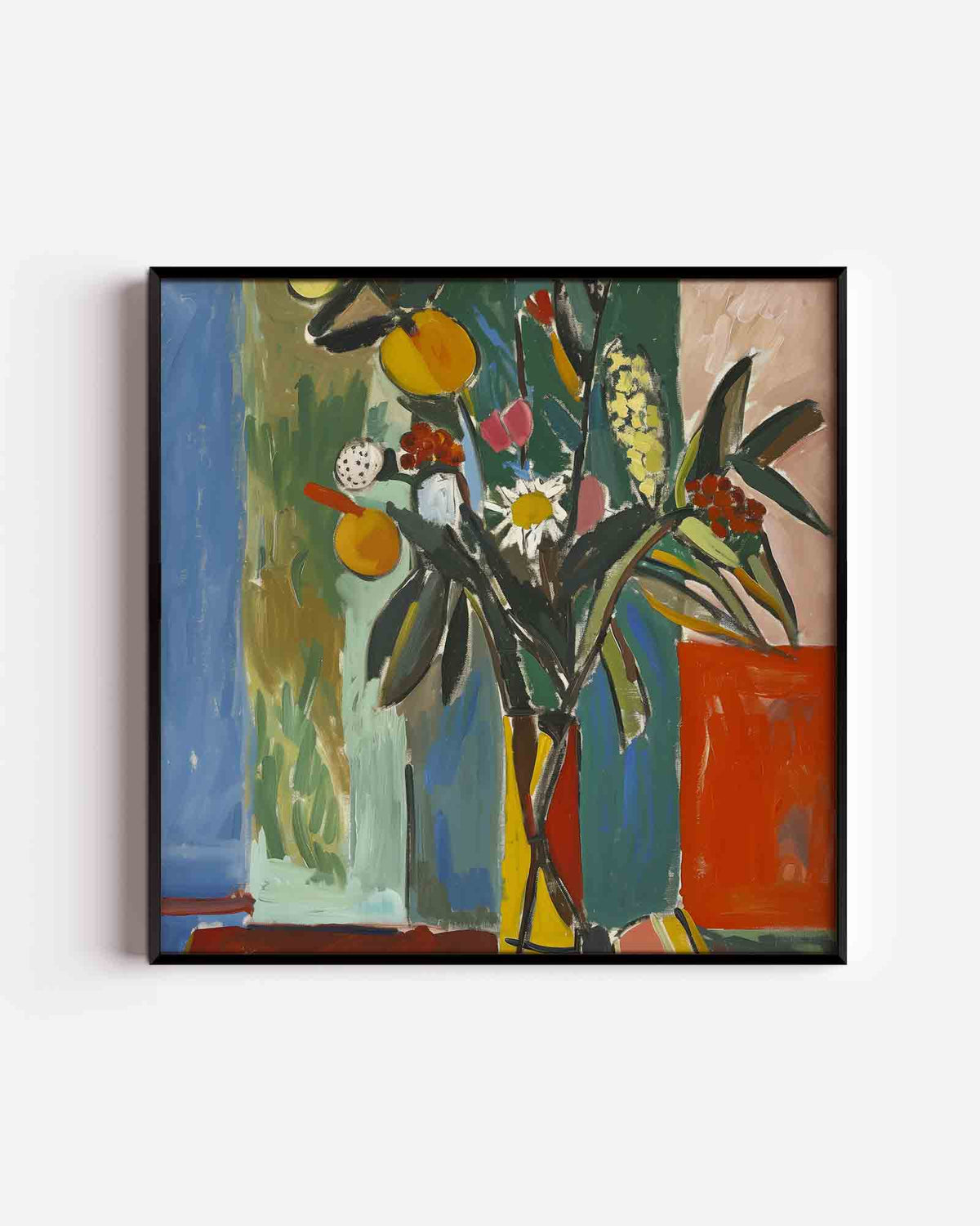 Bloemen en fruit – design vierkante poster als wanddecoratie
