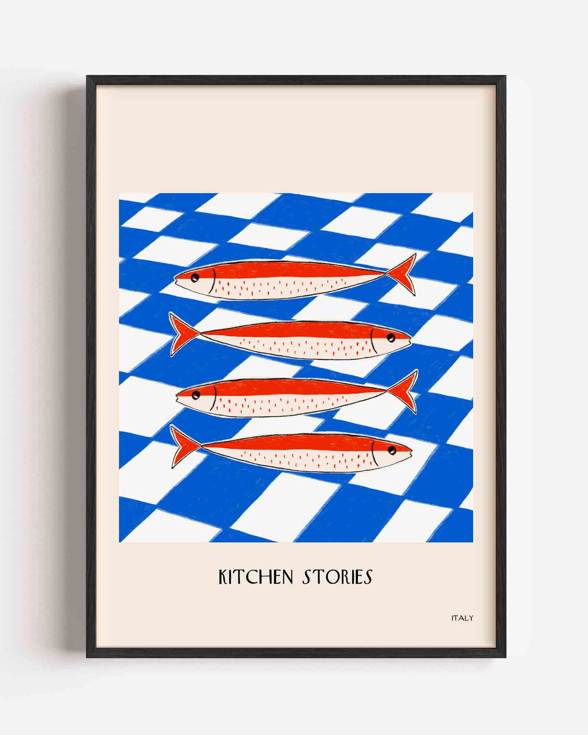 Vissen op blauw wit – Slow Living portret poster als wanddecoratie