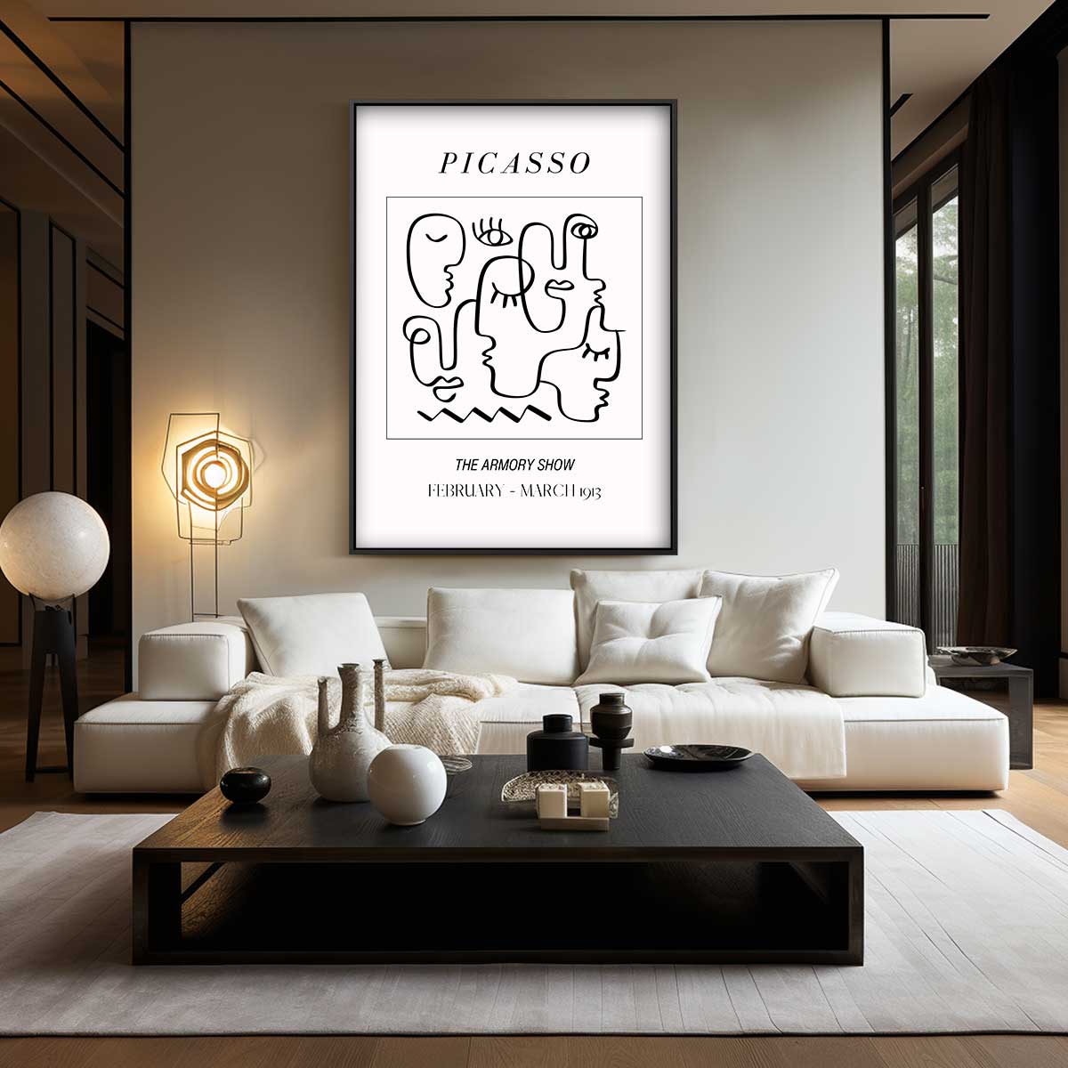 Abstracte Gezichtslijnen – staand kunstwerk voor modern interieur