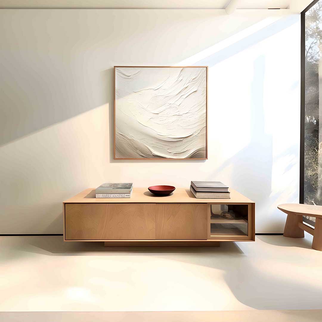 Beige textuur – vierkante zachte abstracte wanddecoratie van WallArtistic