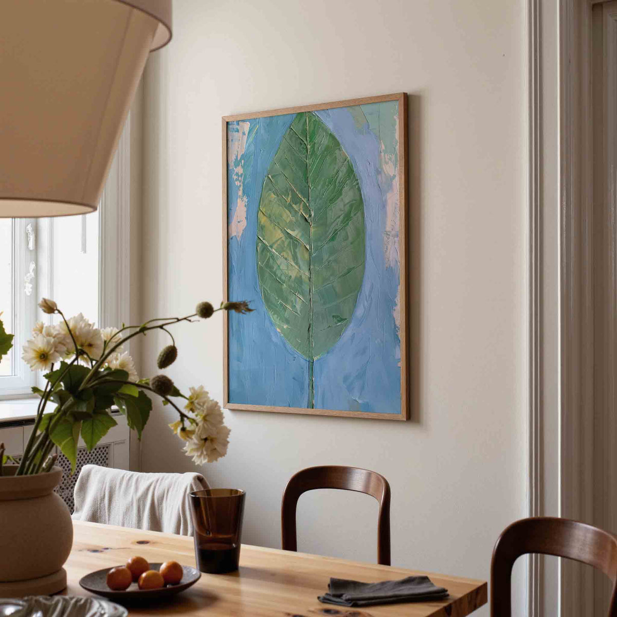 Groot groen blad – kunst en design poster in portret formaat