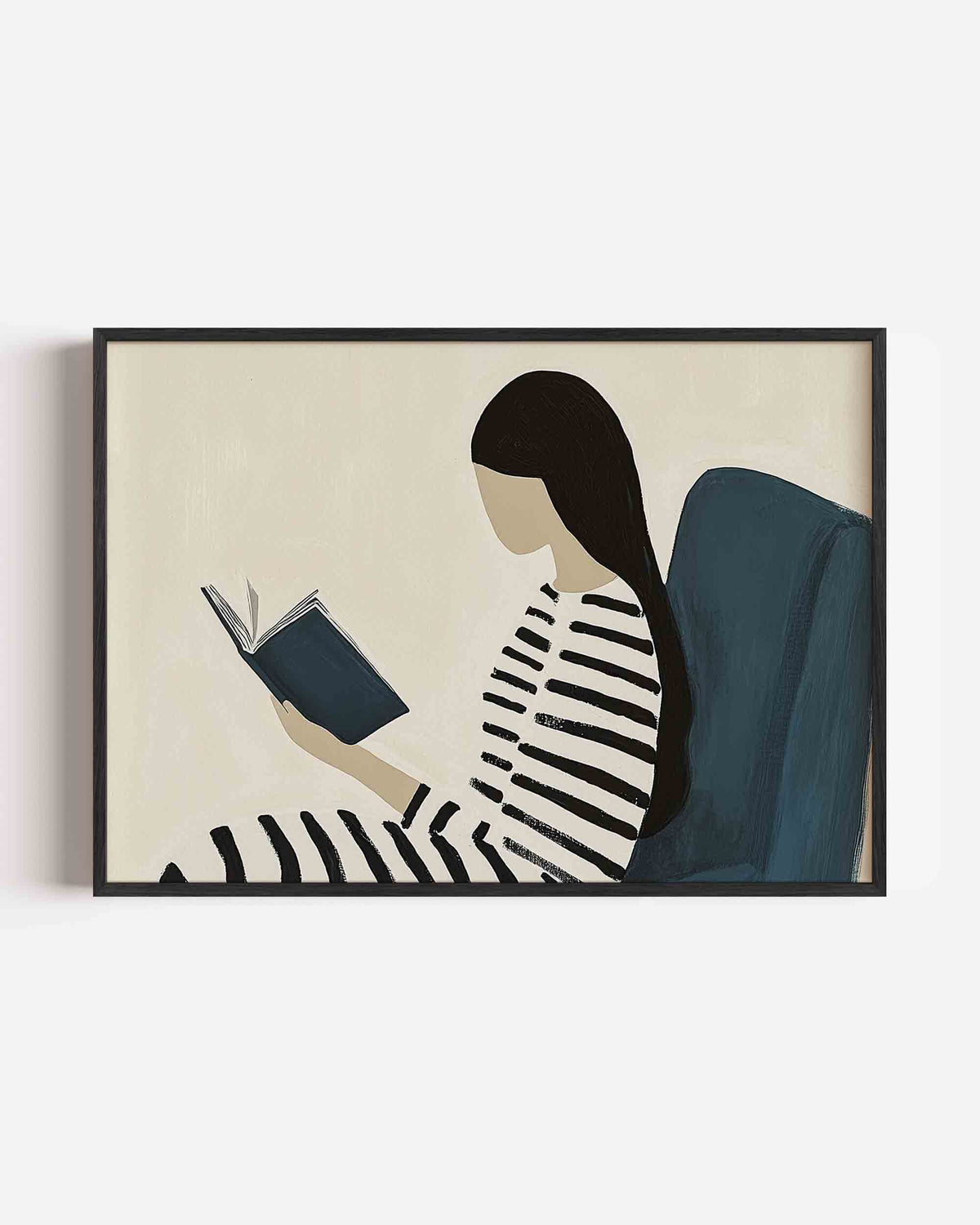 Lezende vrouw – hedendaagse illustratie poster in landscape formaat