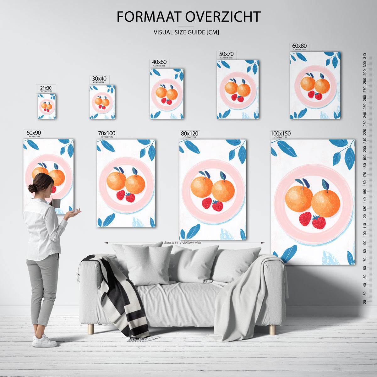Fruit op bord – staande muurposter voor een modern interieur