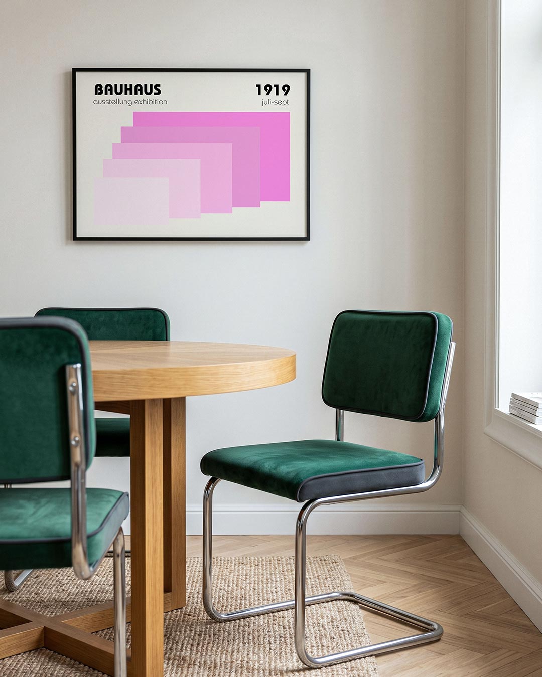 Vormritme en kleur – liggende Bauhaus poster voor aan de muur