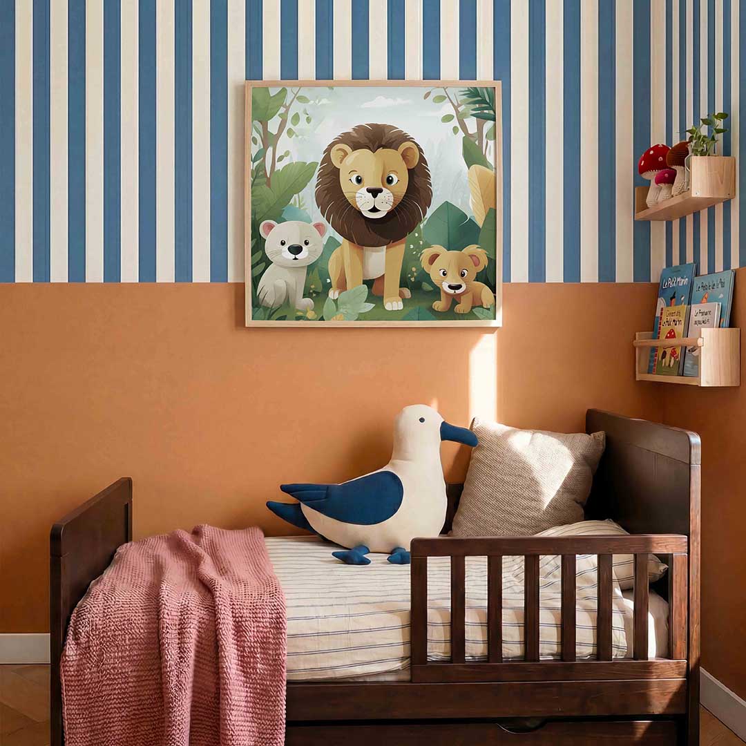 Leeuwenfamilie – kids poster in vierkant formaat
