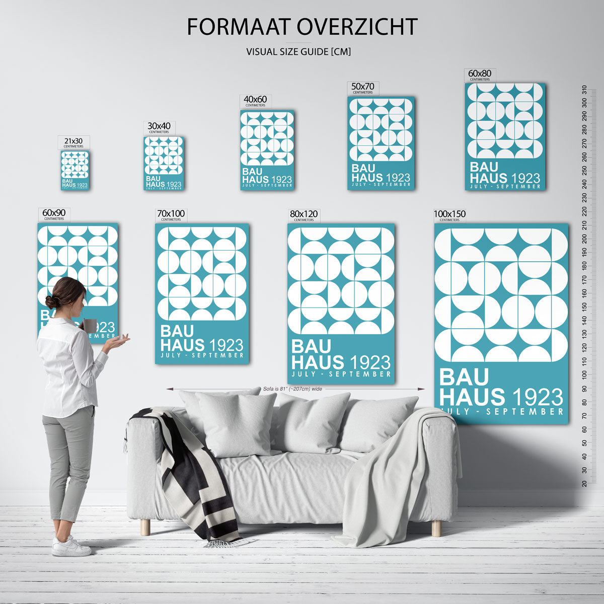 Cirkelpatroon en tekst – geometrische poster in Bauhaus-stijl van WallArtistic
