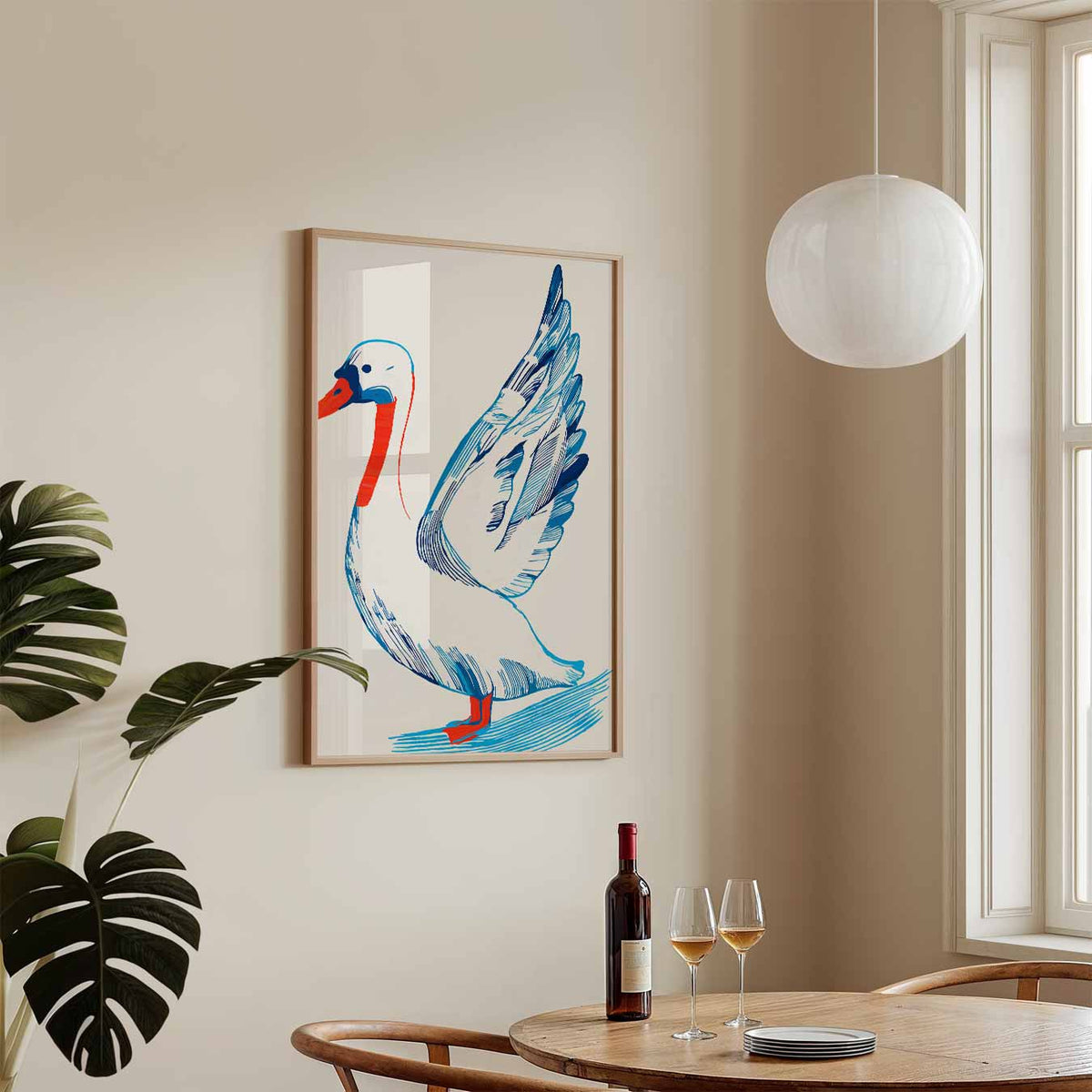 Stijlvolle Zwanenprint – zomerse wandkunst als portret poster