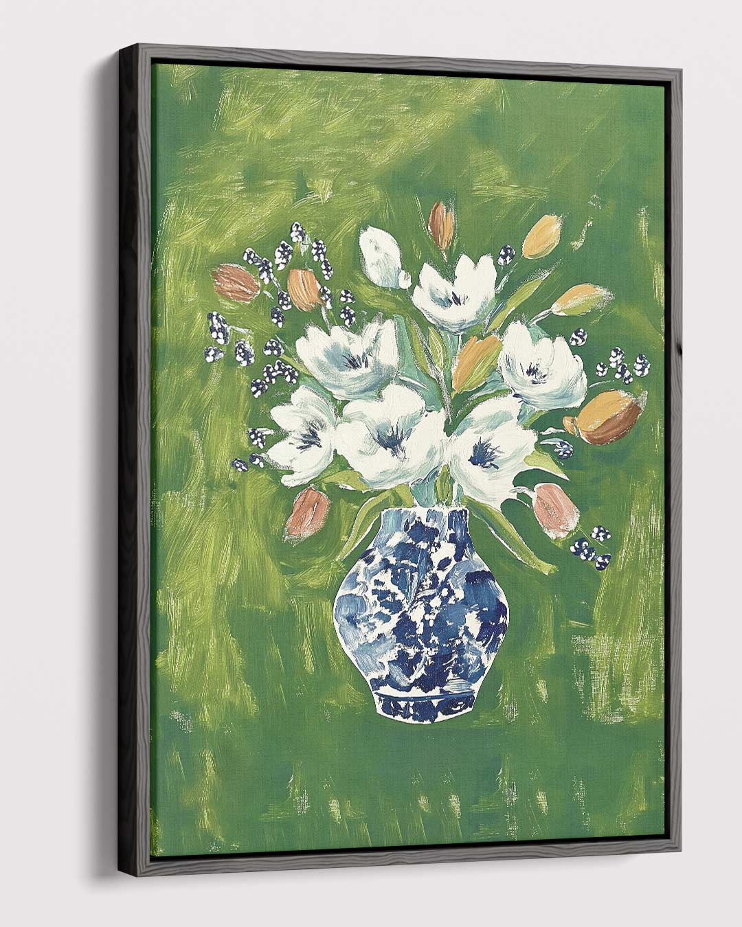 Bloemenpracht in Blauwe Vaas – dibond kunstwerk als wanddecoratie
