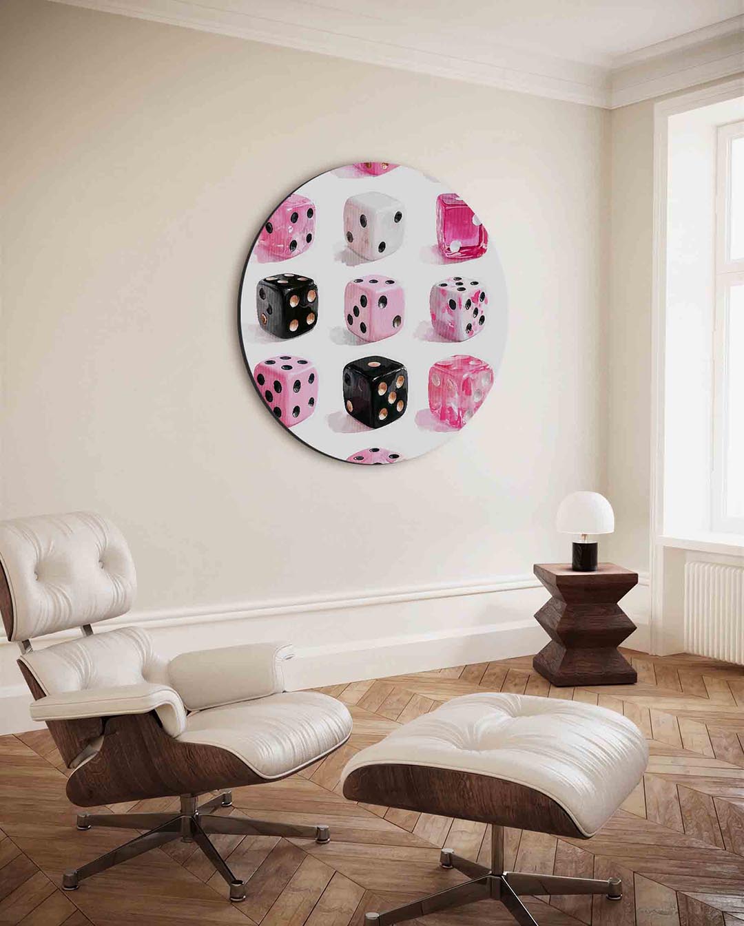 Dobbelstenen patroon – moderne ronde wanddecoratie van WallArtistic