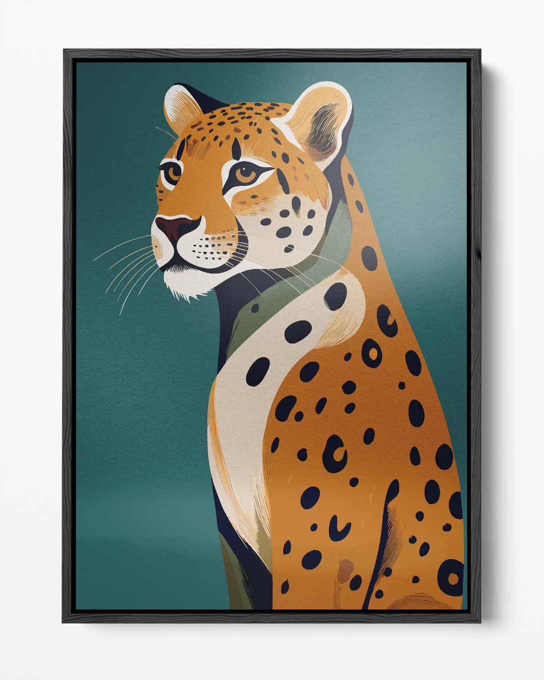 Opera d'arte Leopardo Maestoso su Sfondo Turchese