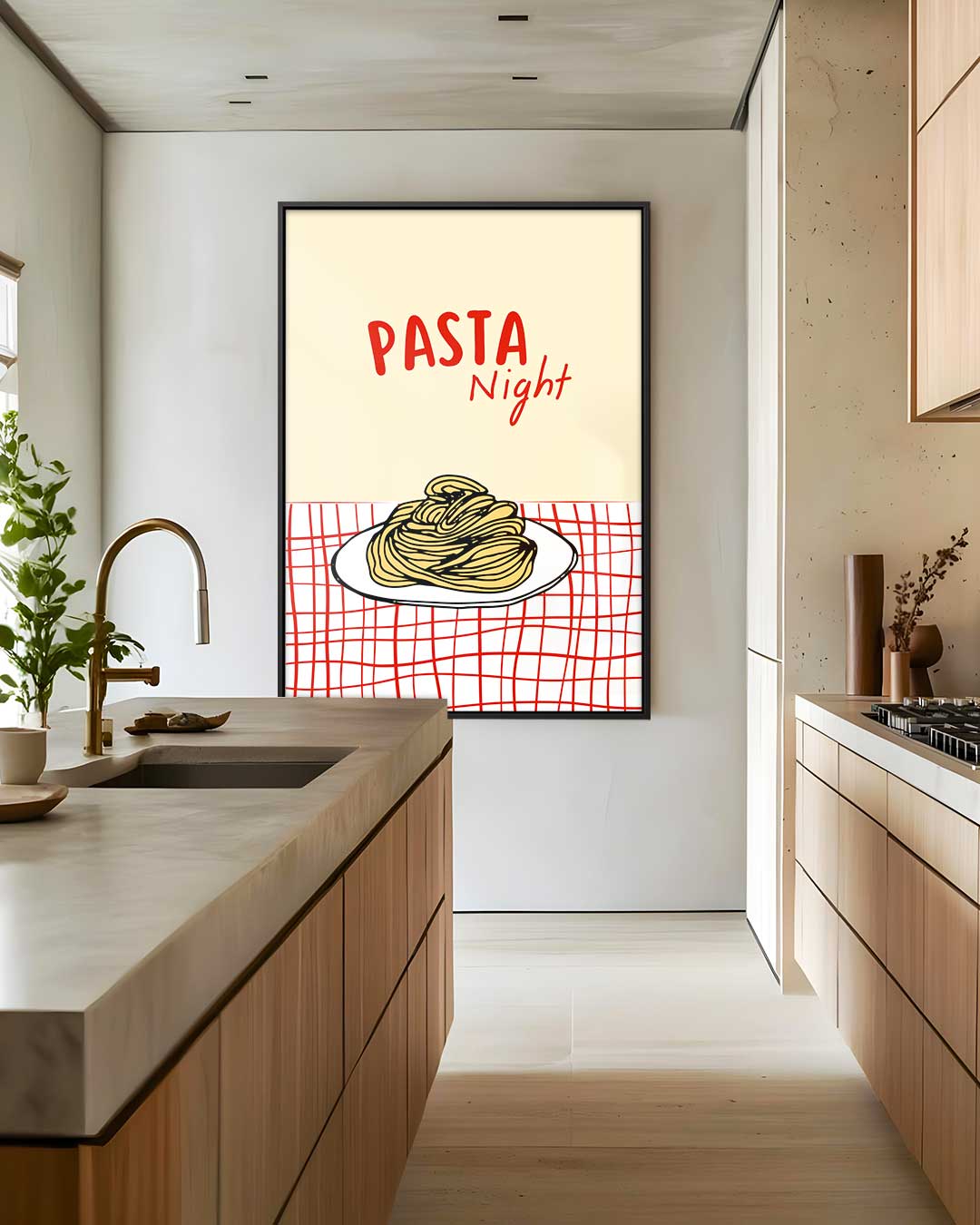 Pasta Night Poster – staand kunstwerk voor modern interieur