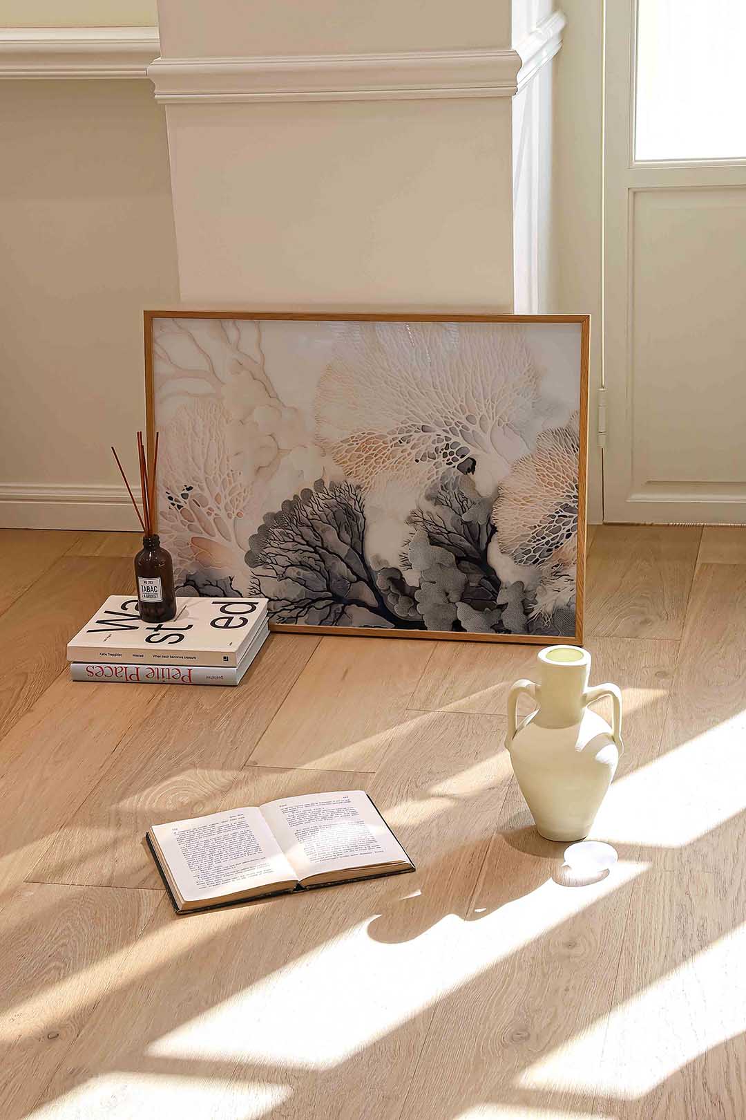 Organische vormen – liggende abstracte wanddecoratie van WallArtistic