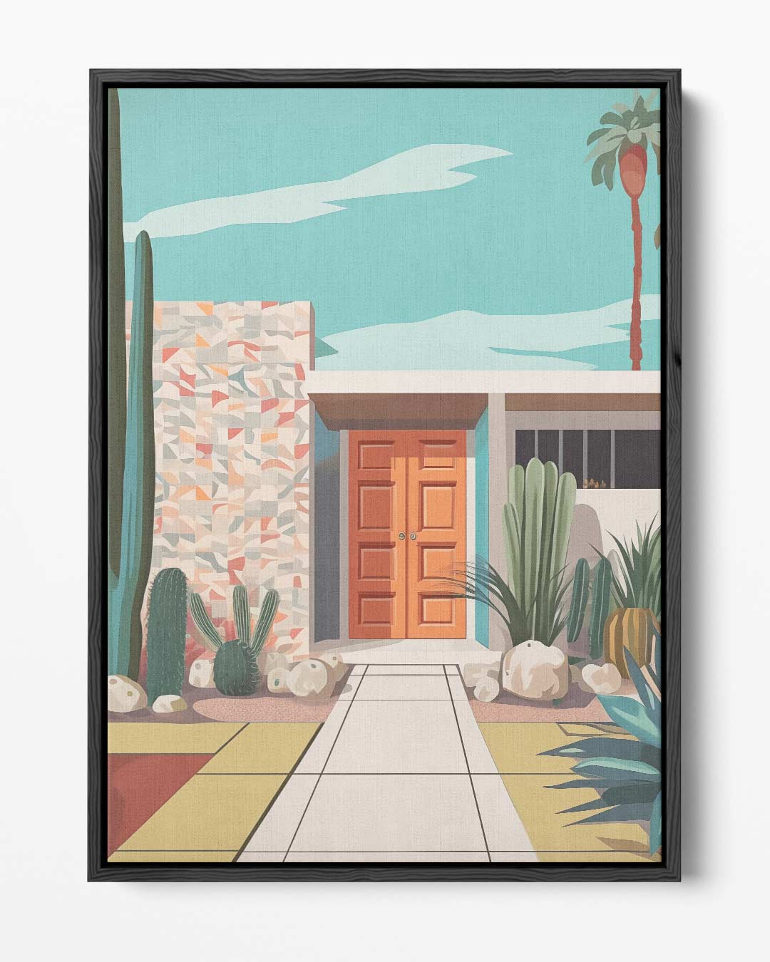 Retro Palm Springs Villa – portret kunstwerk als wanddecoratie