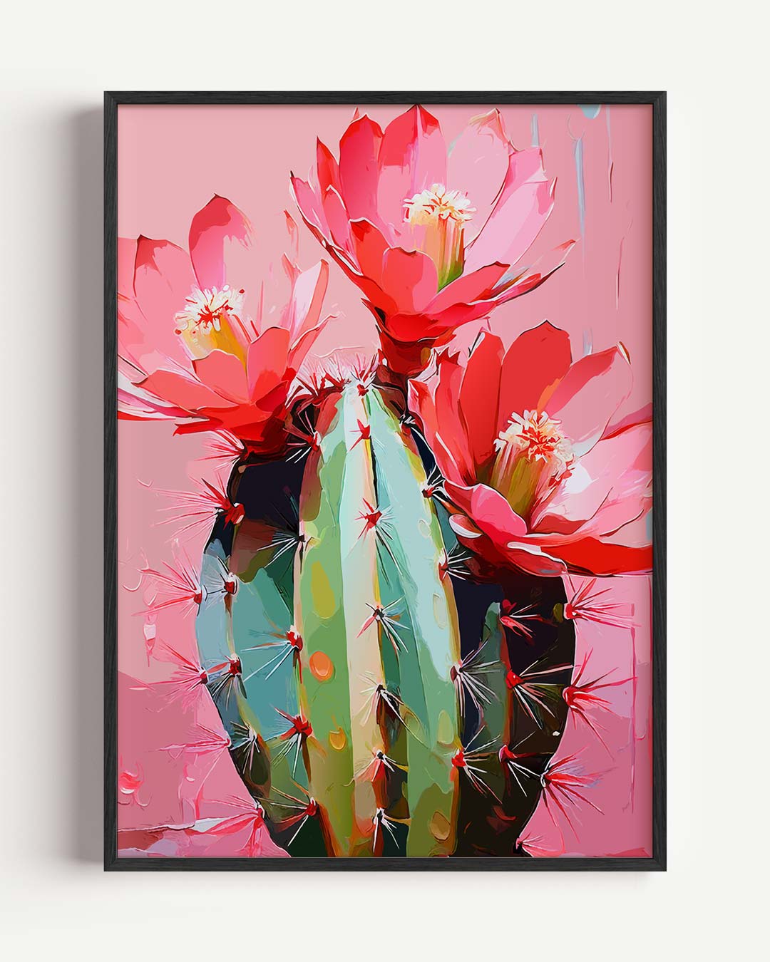 Bloeiende Cactus Kunstposter – paas portret poster als wanddecoratie