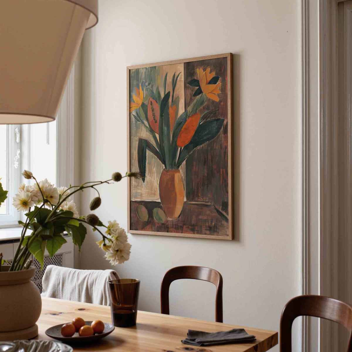 Bloemen in vaas – eigentijdse illustratie poster in staand formaat