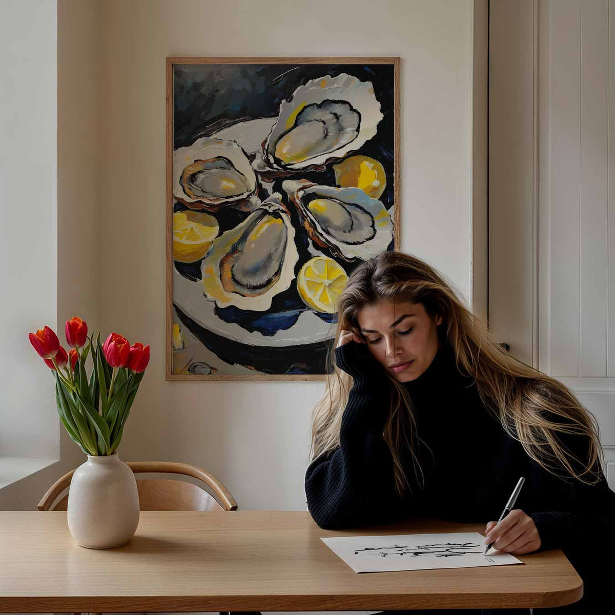 Verleidelijke Zeevruchten Illustratie – keuken poster als sfeervolle staande wanddecoratie