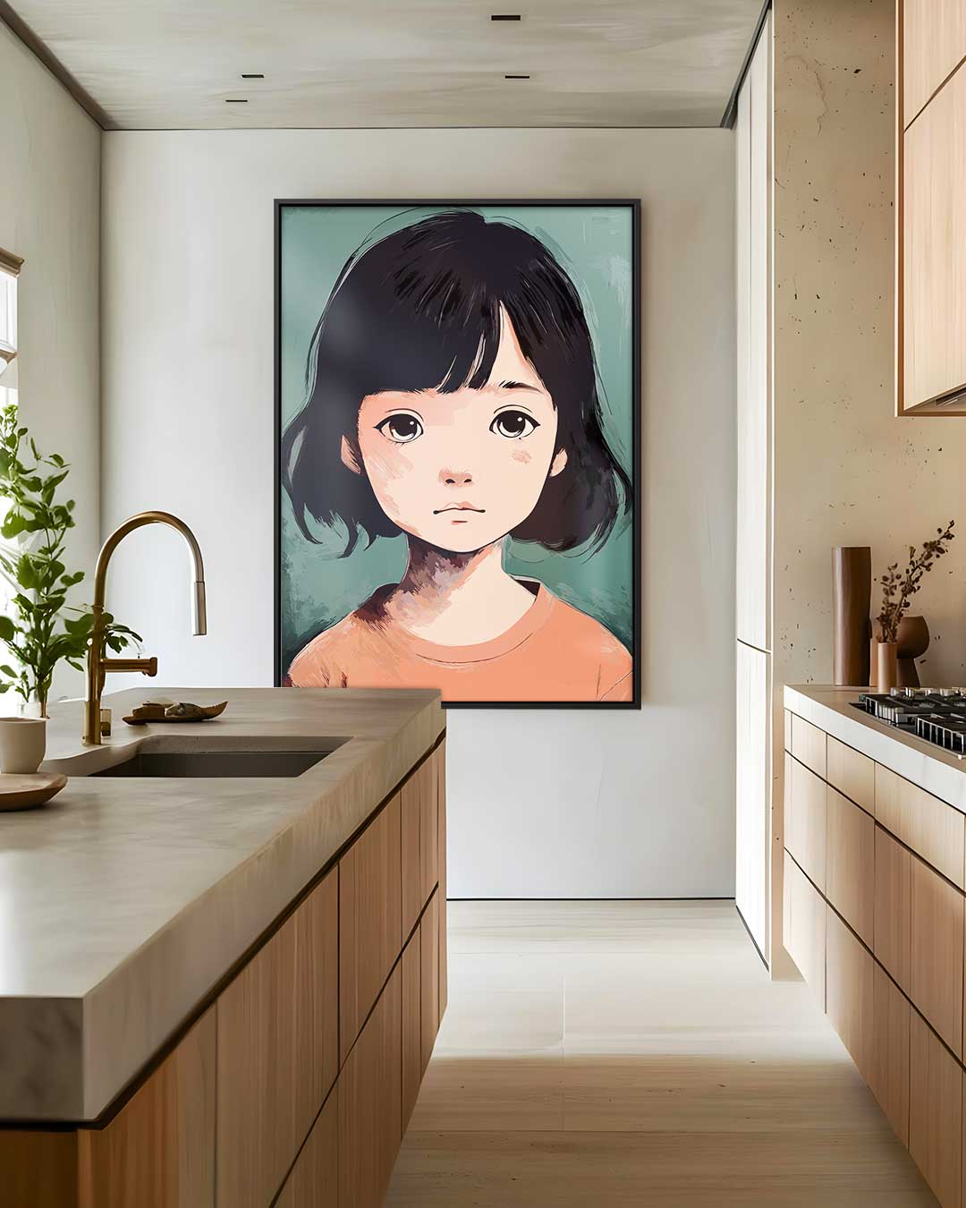 Dromerige Blik – modern portret kunstwerk van WallArtistic