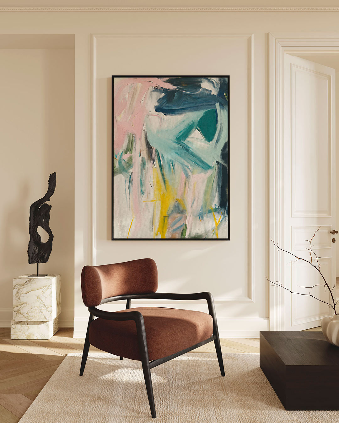 Dynamische kleurenexplosie – staand wanddecoratie kunstwerk
