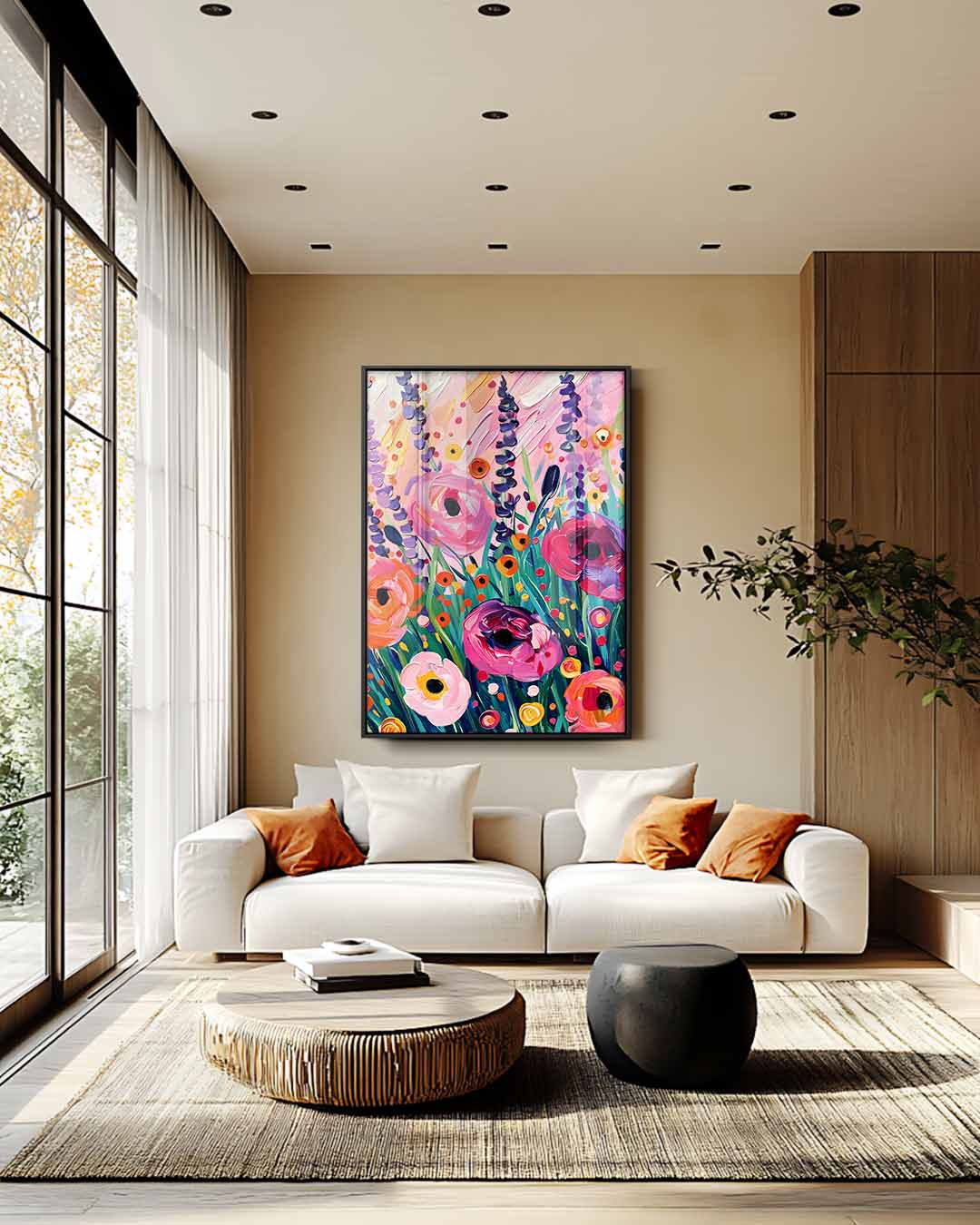 Bloemenweelde op Doek – plexiglas wanddecoratie in portret formaat