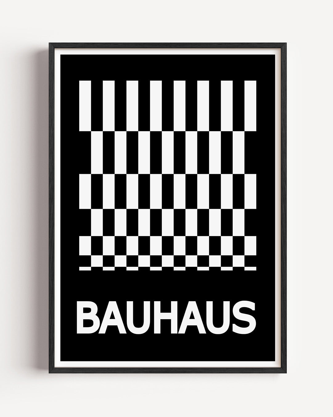 Zwart wit ruitpatroon – staande Bauhaus poster als wanddecoratie