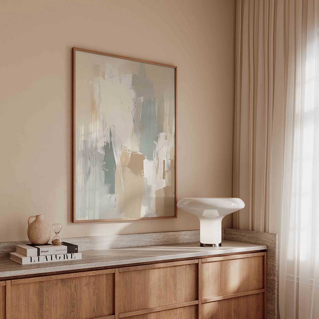 Abstracte beige en grijze – textuur poster in staand formaat