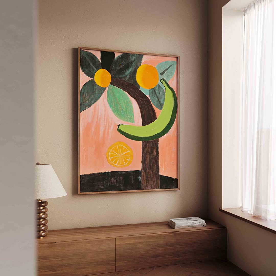 Banaan en citrus – tropische wandkunst als portret poster