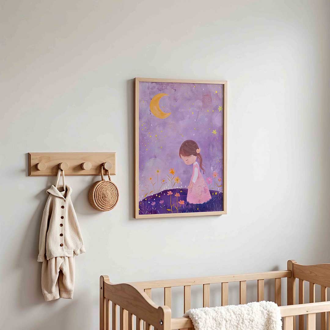 Meisje met bloemen – kinderposter in staand formaat