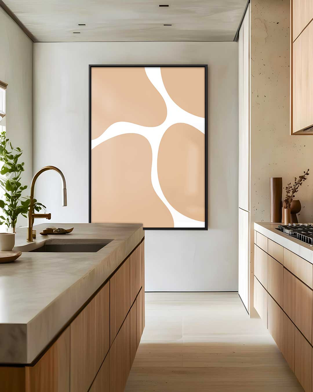 Zachte Aardetinten Abstract – dibond wanddecoratie in staand formaat