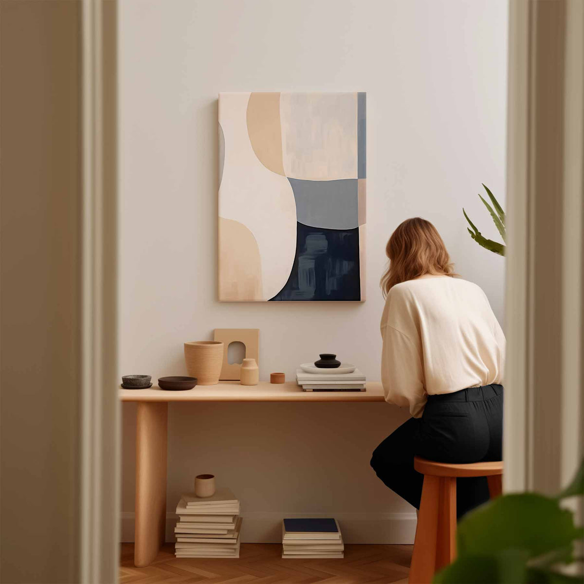 Abstracte Harmonie in Aardetinten – portret kunstwerk als wanddecoratie, afbeelding 16