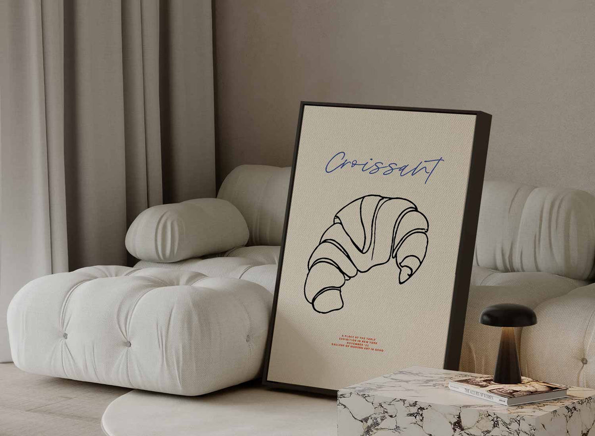 Croissant Line Art – portret kunstwerk als wanddecoratie, afbeelding 13
