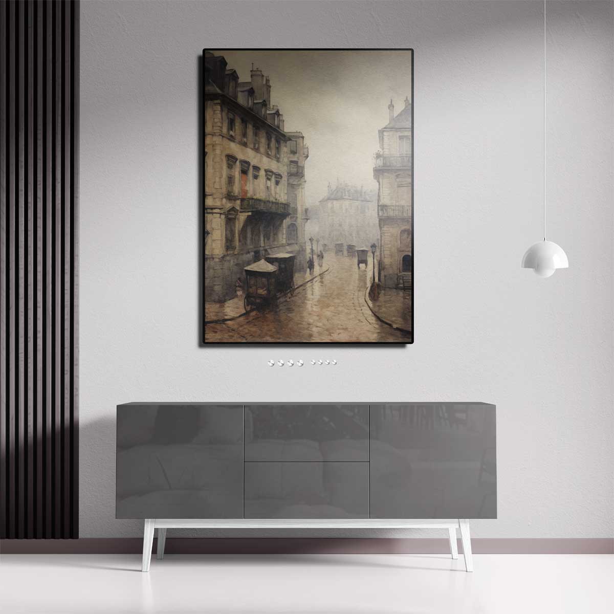Mistige Straat in Parijs – staande wandkunst voor woonkamer of interieur