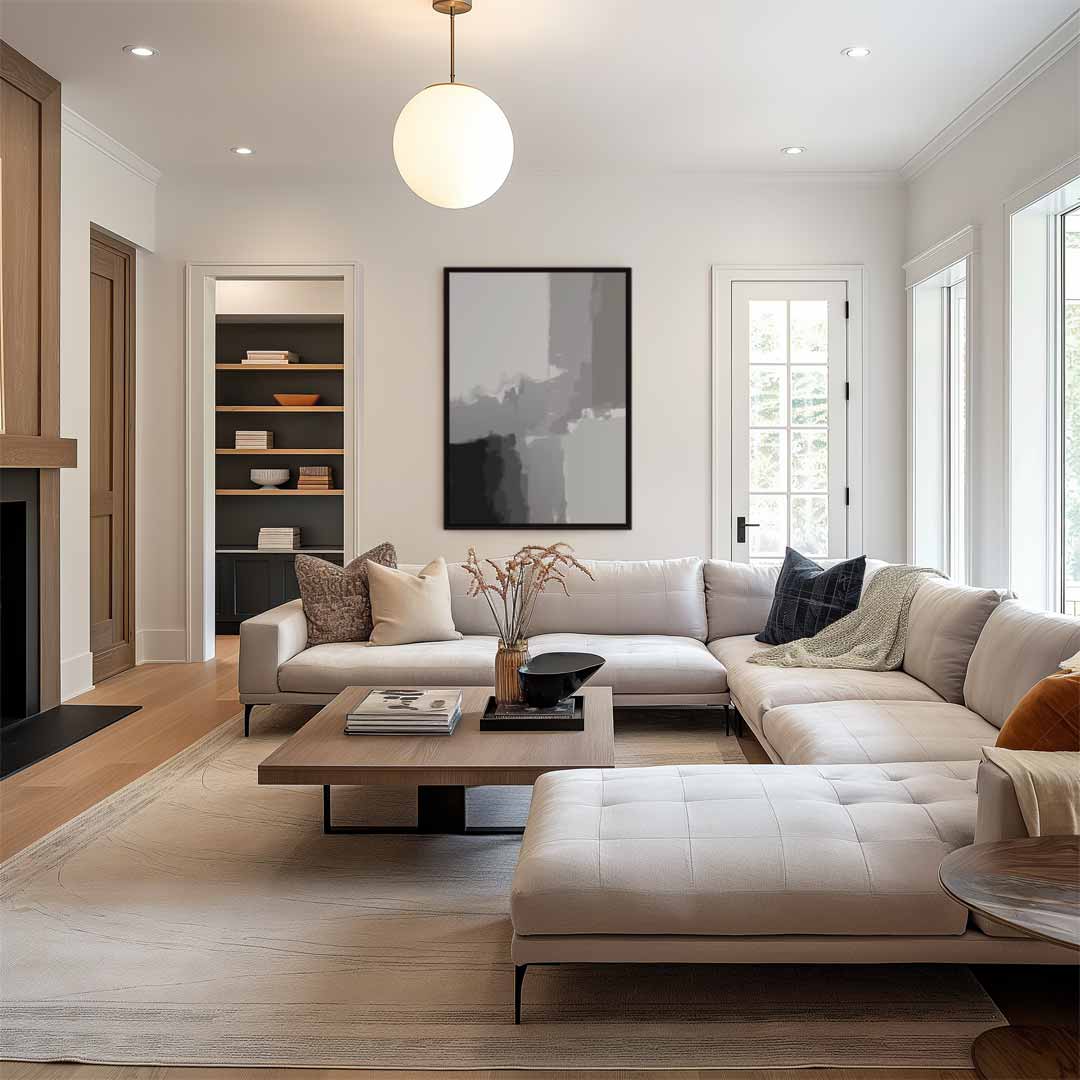 Abstracte Grijstinten Canvas – staand kunstwerk voor modern interieur