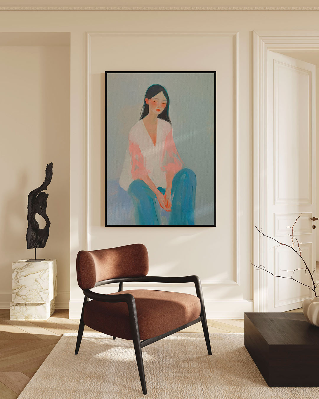 Dromerige vrouw – staand wanddecoratie kunstwerk