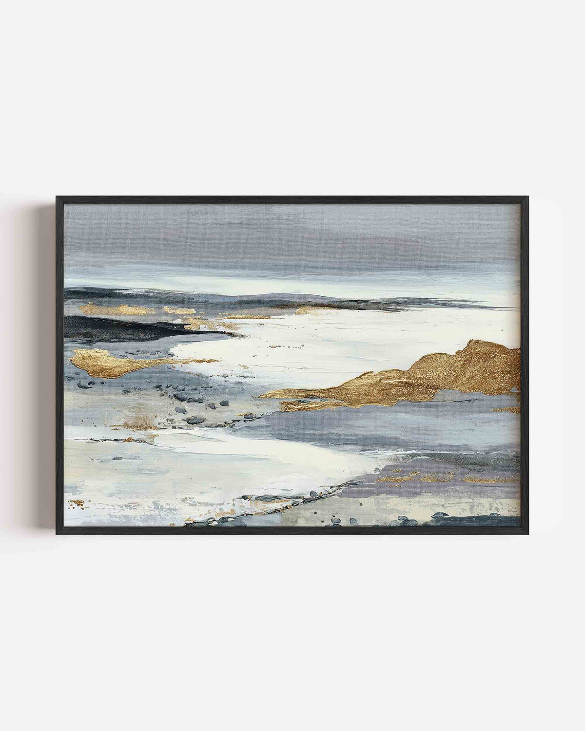 Gouden en grijze landschapsweergave – abstracte landscape poster als wanddecoratie