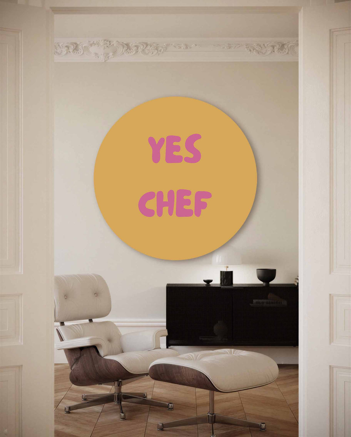 Yes chef – kleurrijke Pop Art muurcirkel voor aan de muur