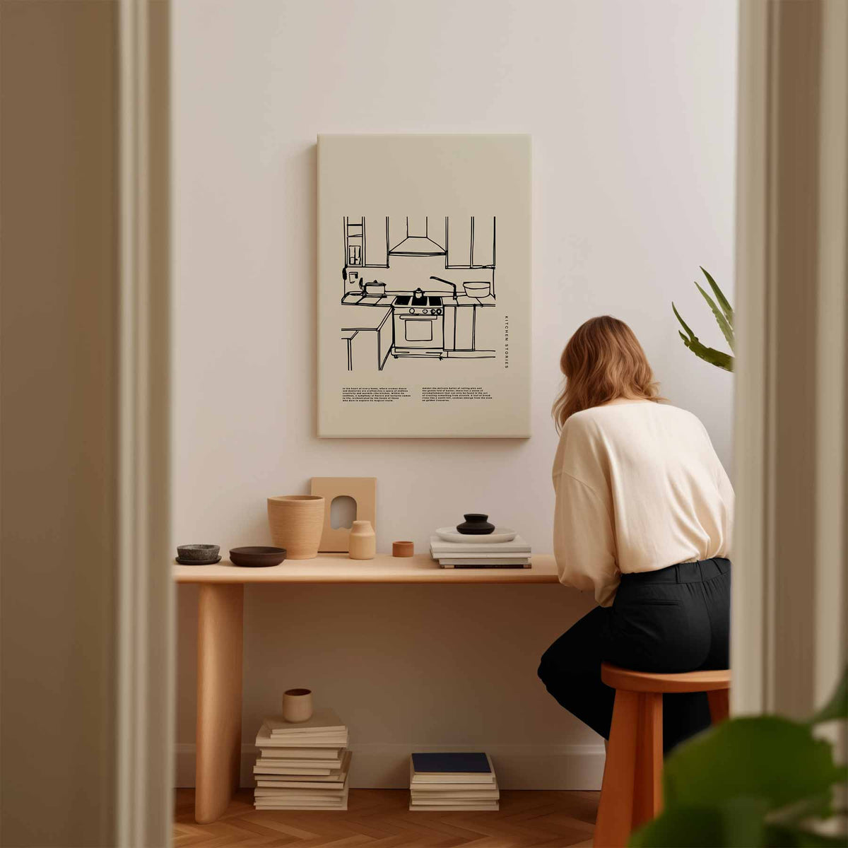 Keukenverhalen – kunstwerk met zwarte baklijst