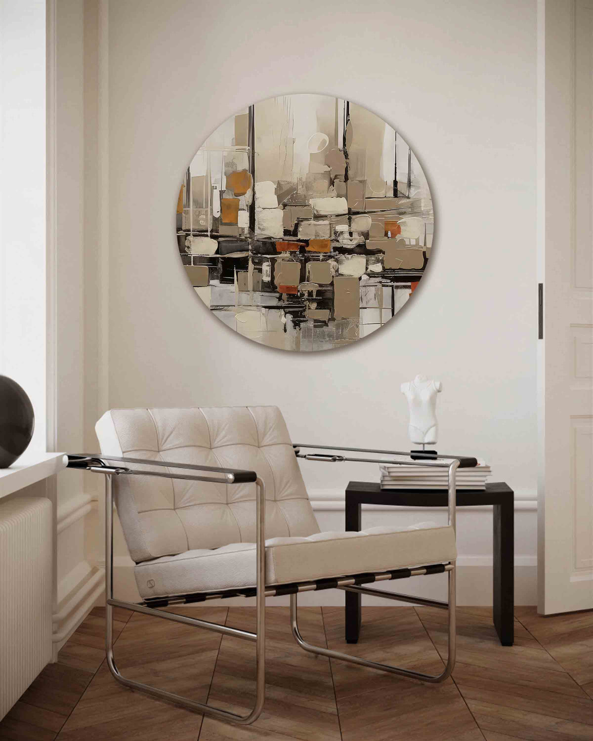 Abstracte vormen – abstracte muurcirkel als ronde wanddecoratie