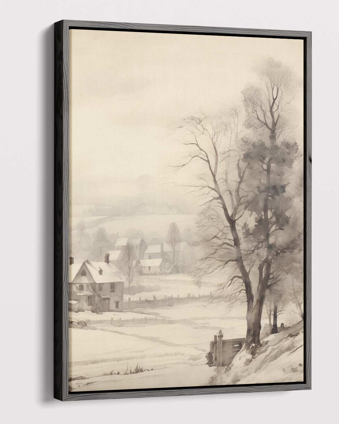 Winterse Rustieke Idylle – canvas wanddecoratie in portret formaat