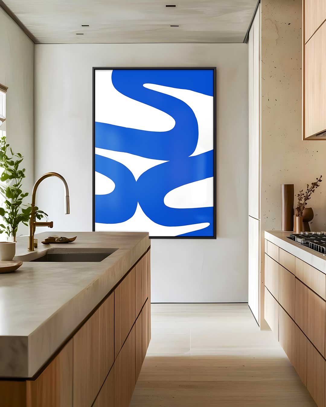 Dans van de Blauwe Lijnen – dibond wanddecoratie in staand formaat
