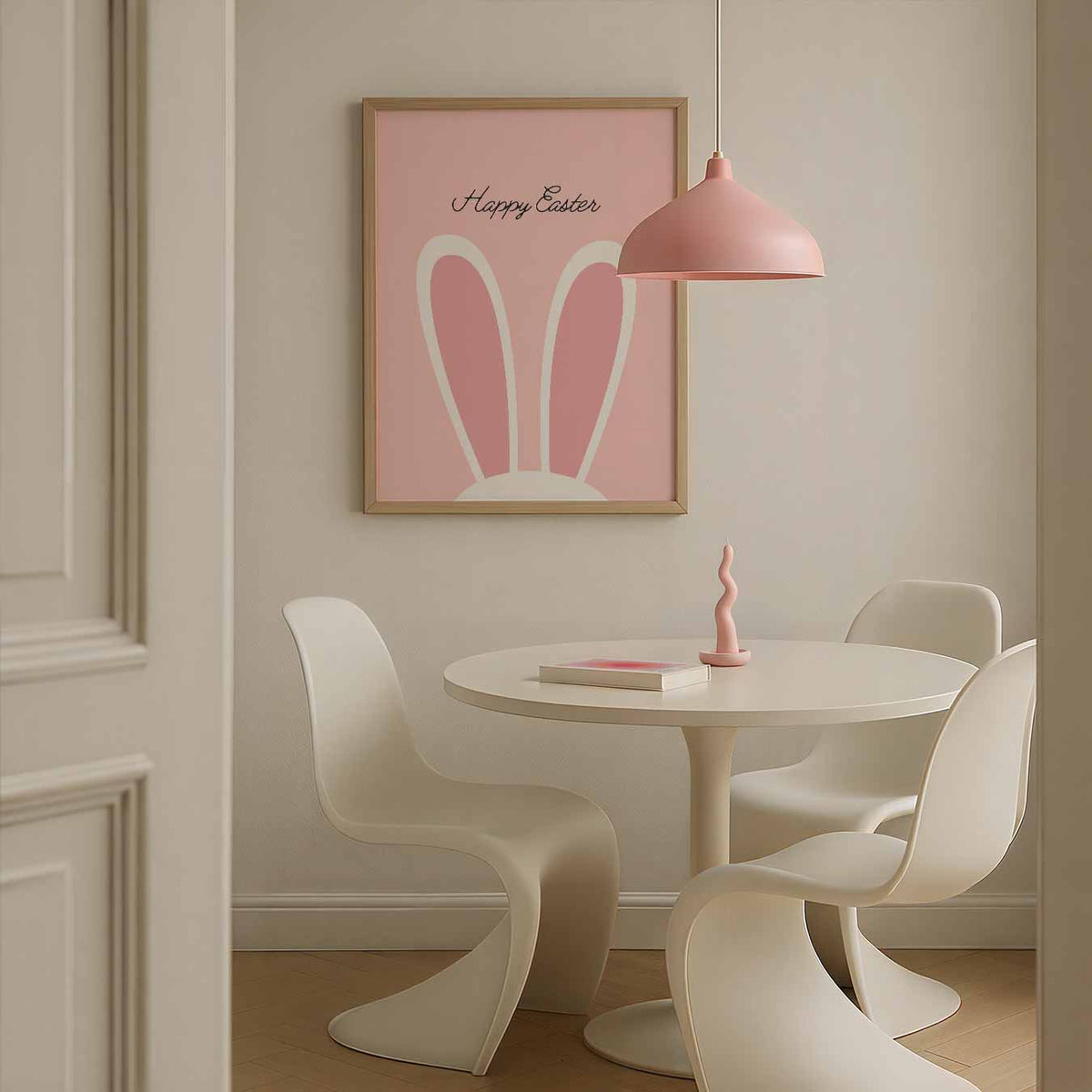 Vrolijke Paas Bunny – staande paas wanddecoratie van WallArtistic
