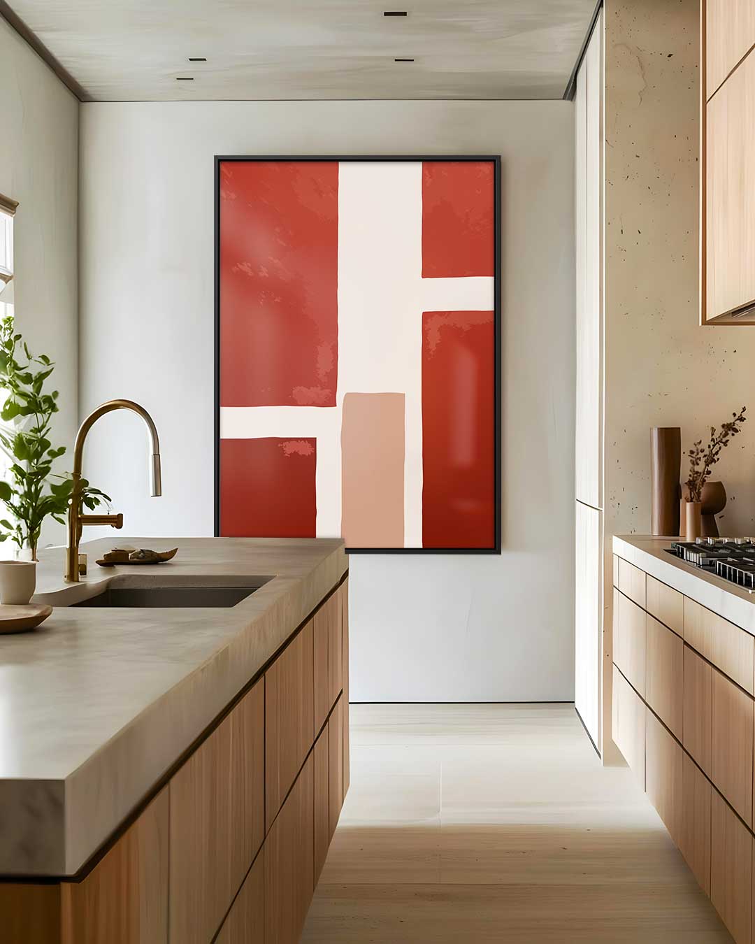 Warm Abstract Grid – dibond wanddecoratie in staand formaat