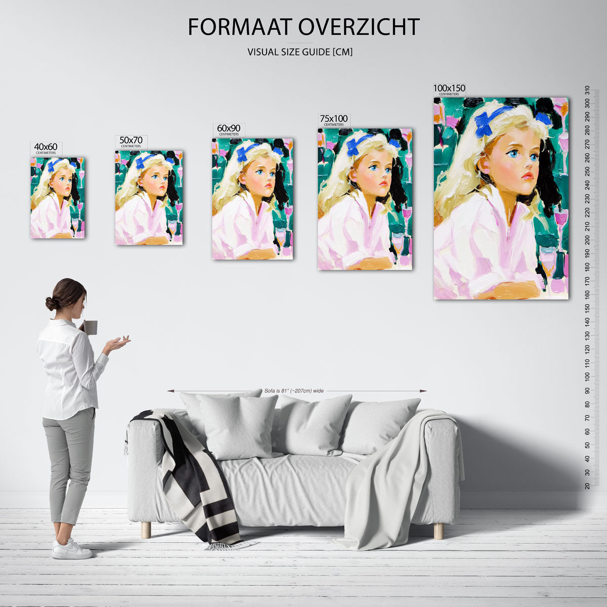 Portretstudie – Wanddecoratie kunstwerk – moderne staande wandkunst