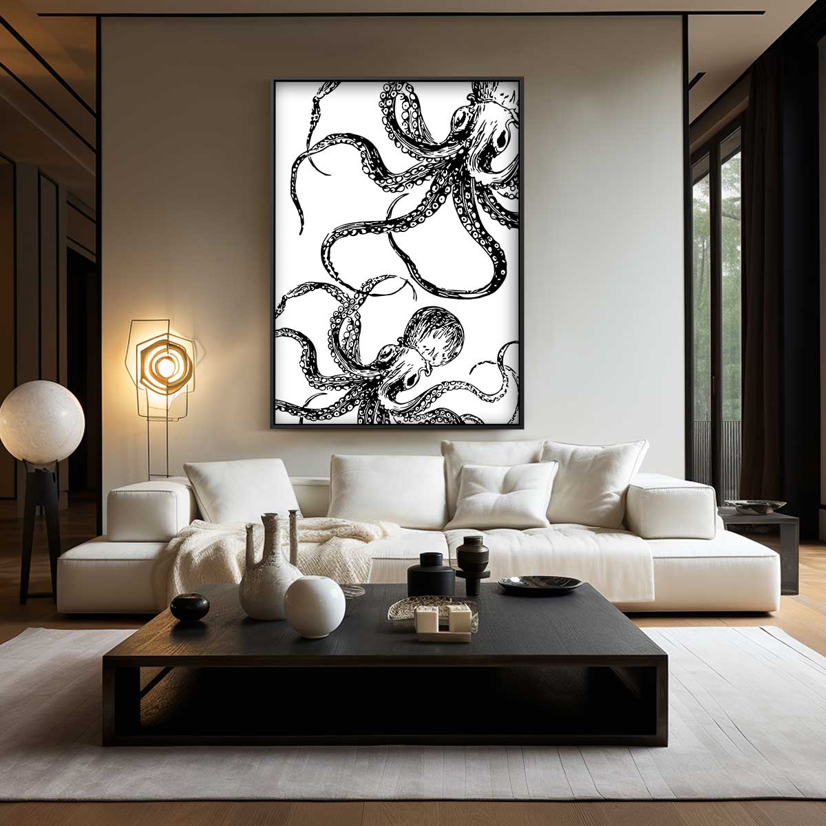 Mystieke Octopus Illustratie – modern portret kunstwerk van WallArtistic