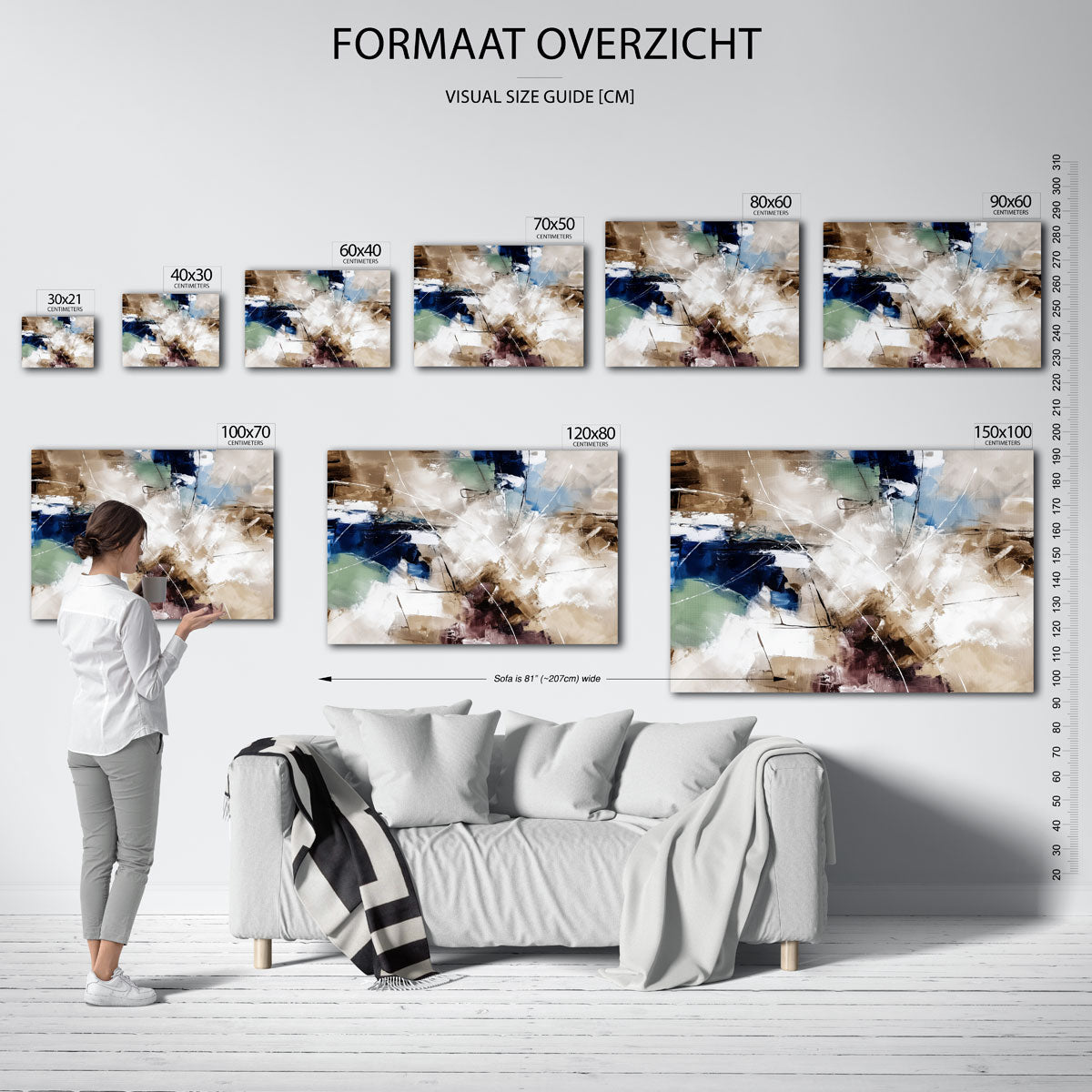 Abstracte vormen – liggende muurposter met abstracte vormen