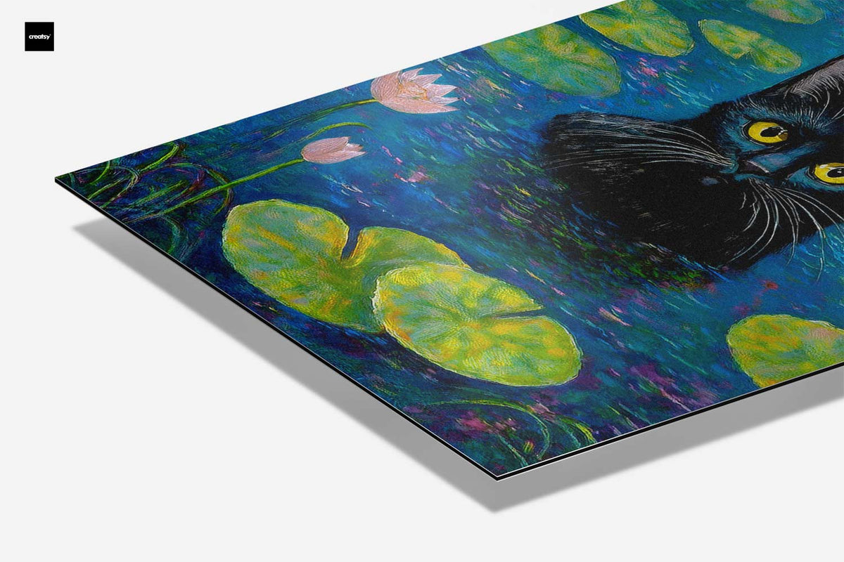 Gatto tra le ninfee Opera d'arte