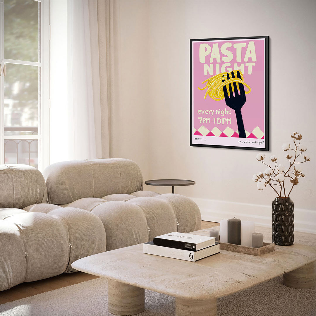 Speelse pastaposter – kunstwerk als stijlvolle wanddecoratie