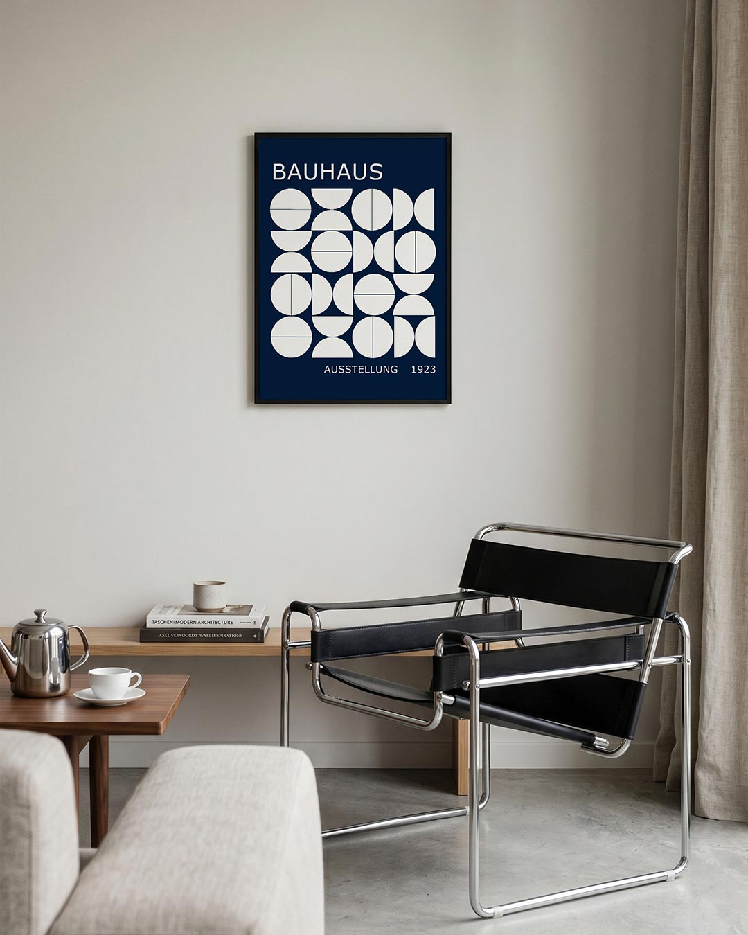 Vormritme en lijnen – geometrische Bauhaus poster in staand formaat